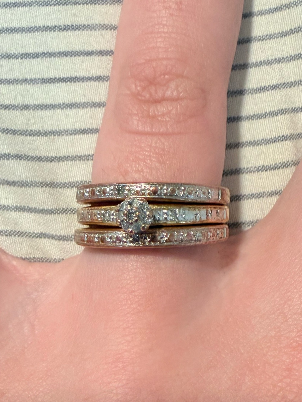Danbury Mint “I Love You Always” three-ring stackable wedding set